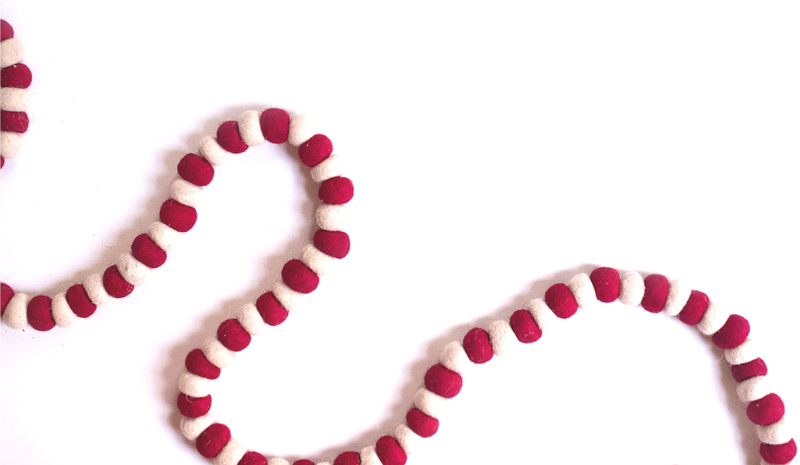 Alternating red and white beads